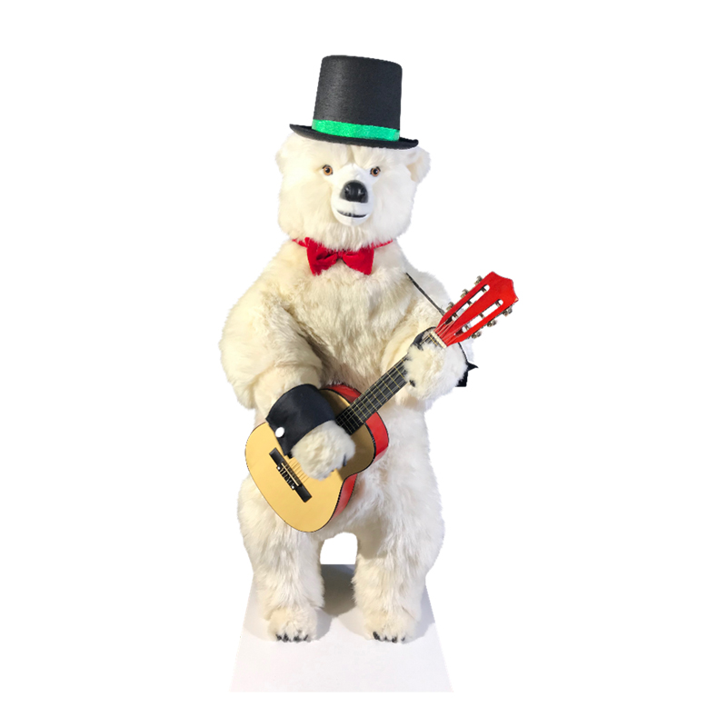 [25244L] OURS BLANC LÉON GUITARE