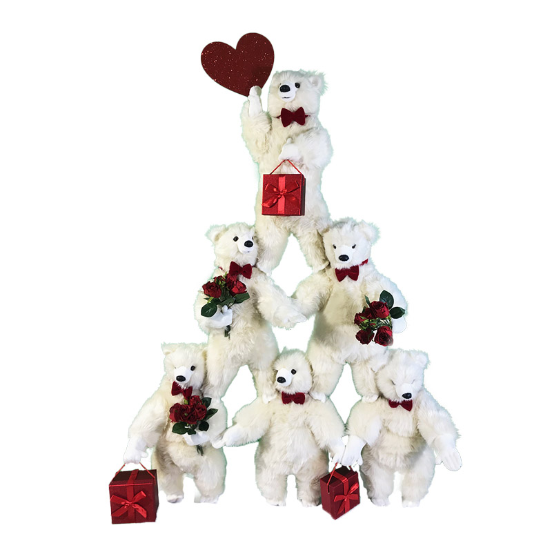[29351V] Pyramid of six teddy bears - Valentine's Day