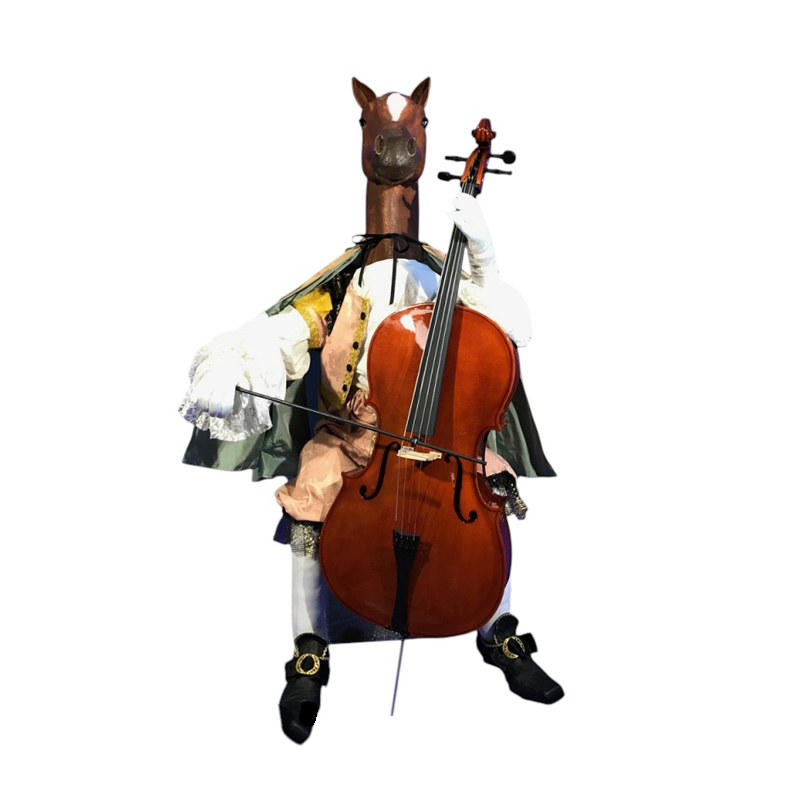 Musician - PAPER MACHE HORSE HEAD PLAYING CELLO