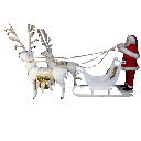 PERE NOEL ET DEUX RENNES BLANCS