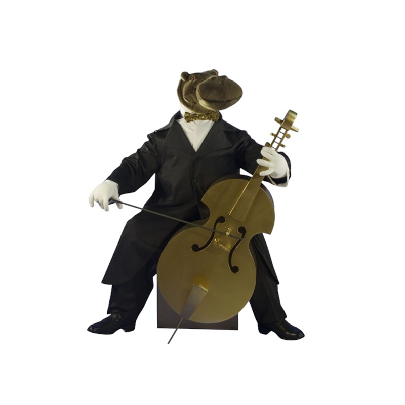 [13492L] MUSICIEN -  HIPPOPOTAME VIOLONCELLE