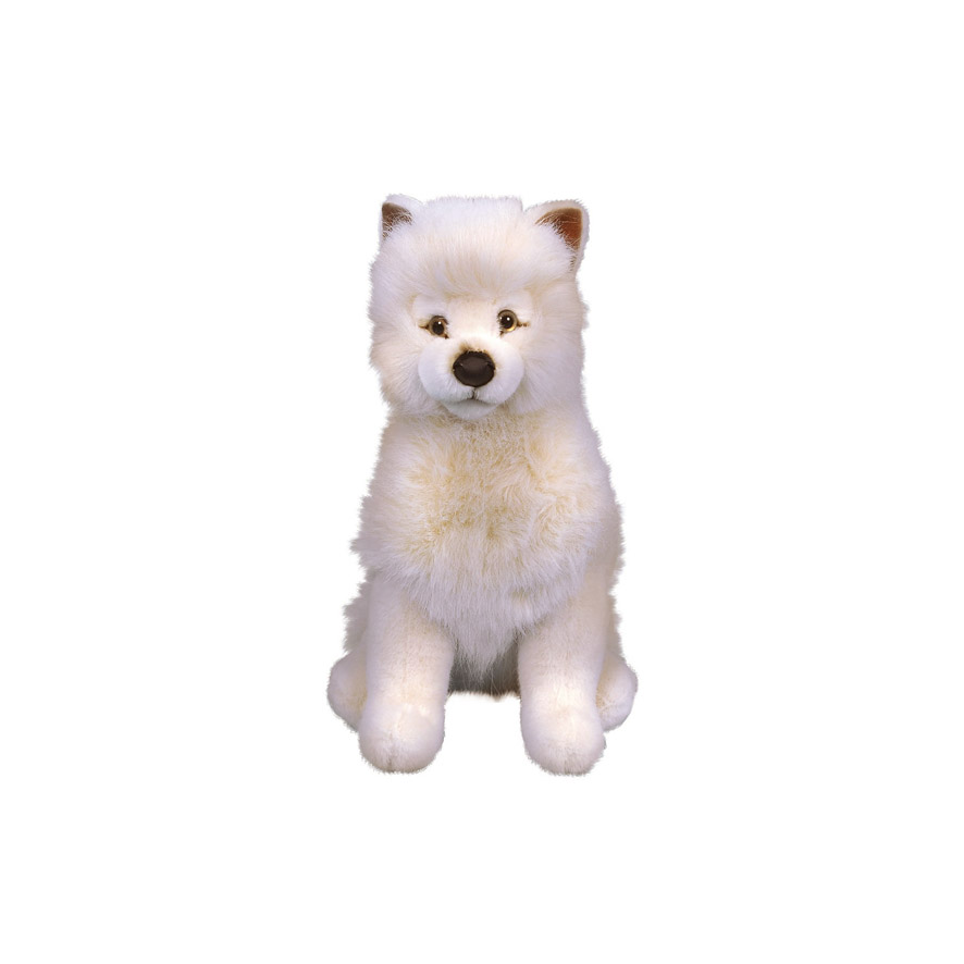 [12431L] SITTING WHITE WOLF CUB